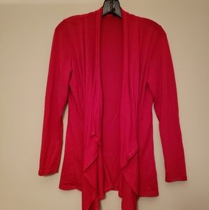 Red draped Open Front cardigan